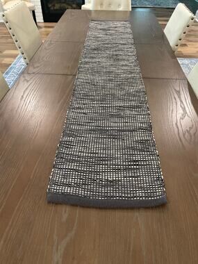 Our Table Gray Textured Woven Table Runner Neutral Modern Farmhouse Cotton